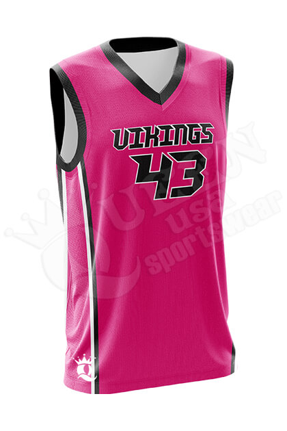 profesional make pink and black sublimated basketball game jersey