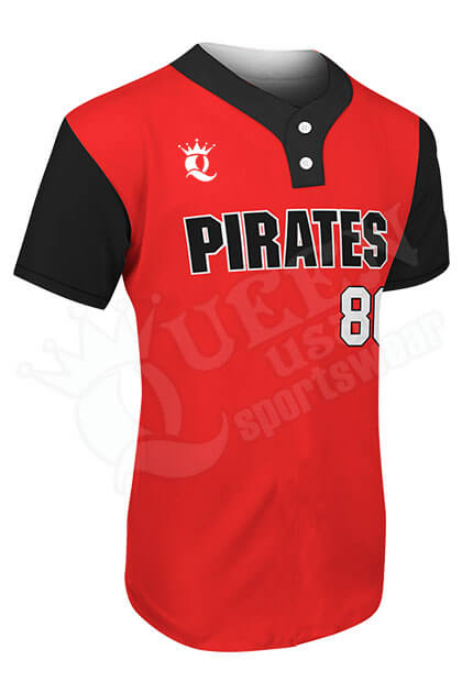 Printed Two-button Softball Jersey Pirates Style