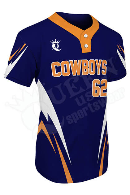 Two-button Softball Jersey Cowboys Style, Custom Tackle Twill Jersey