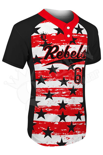Rebels Jersey, Sublimated Two-button Baseball Jersey