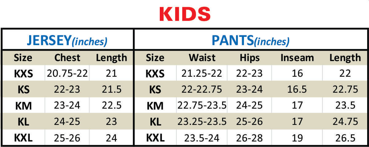 jersey sizes baseball