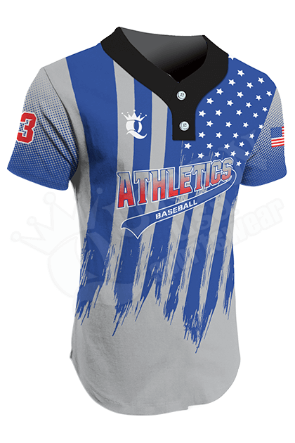 Athletics Jersey, Sublimated Two-button Baseball Jersey